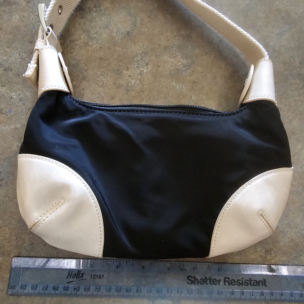 Brandy Melville Black and Cream Mini Shoulder Bag